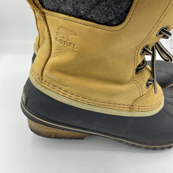 Sorel Slimpack II Lace Winter Boots Womens Size 12 EUR 43 Leather Elk Black - Picture 4 of 9